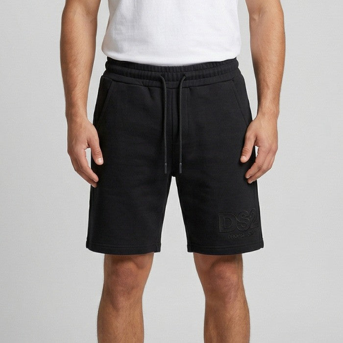 BERMUDA UOMO DROP SEASON 2 BLACK LOGO IN RILIEVO