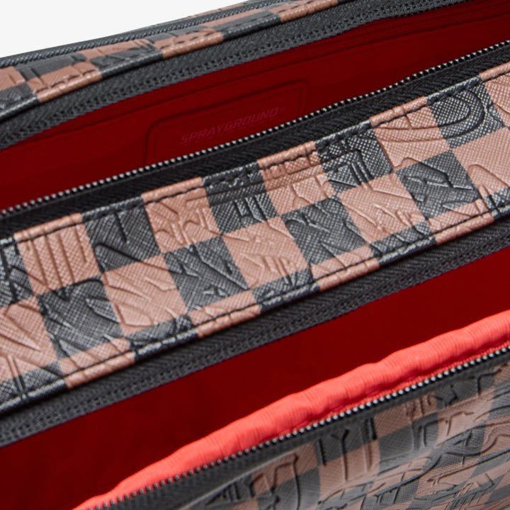 POCHETTE BEAUTY CASE SPRAYGROUND CHECK 2 EMBOSS TOILETRY BAG MARRONE NERO 910B8238NSZ