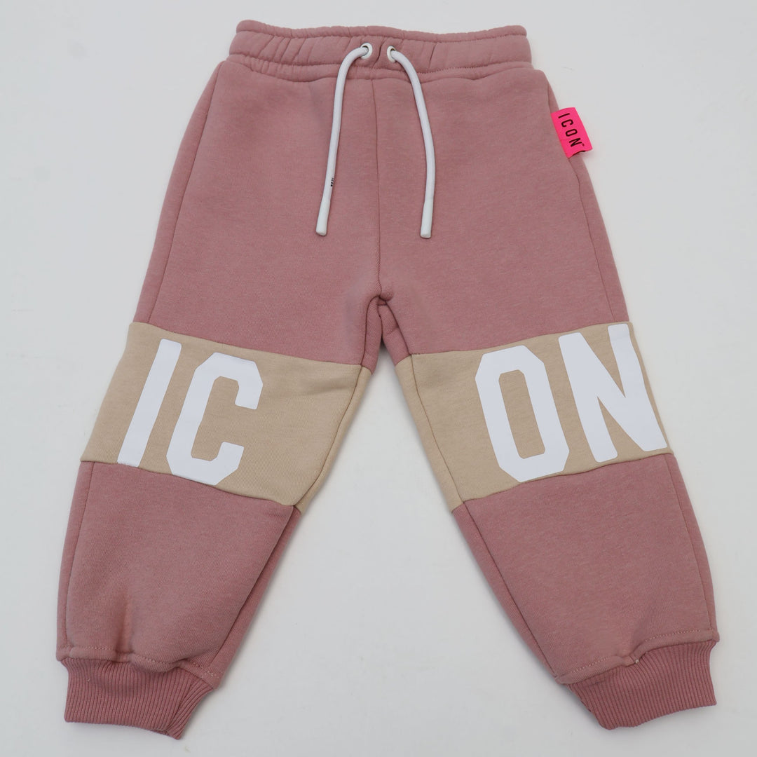 TUTA ICON NEONATI BAMBINI IN COTONE FELPATO ROSA E BEIGE INGFS00891