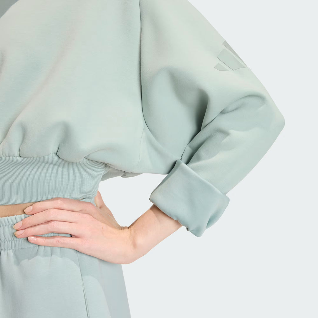 FELPA CORTA DONNA ADIDAS SOFT LUX LOOSE VERDE SALVIA