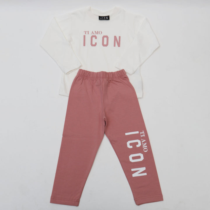 TUTA ICON "TI AMO" NEONATO E BAMBINO ROSA E BIANCO INGFS00898