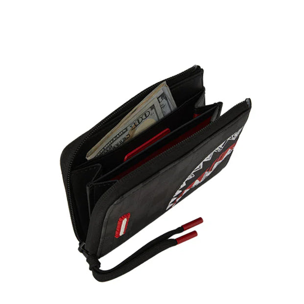 PORTAFOGLIO SPRAYGROUND UNFINISHED SHARK PVC NERO GRIGIO SCACCHI 910W8230NSZ