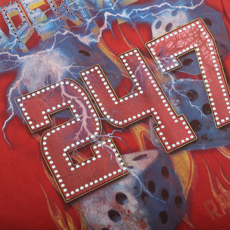 T-SHIRT UOMO PAPER MONEY "FLAMING DICE" CON STRASS