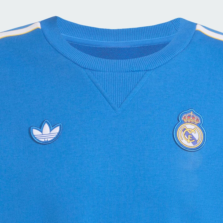 FELPA GIROCOLLO ADIDAS ORIGINALS REAL MADRID TERRACE ICONS BLU BIRD JN3066