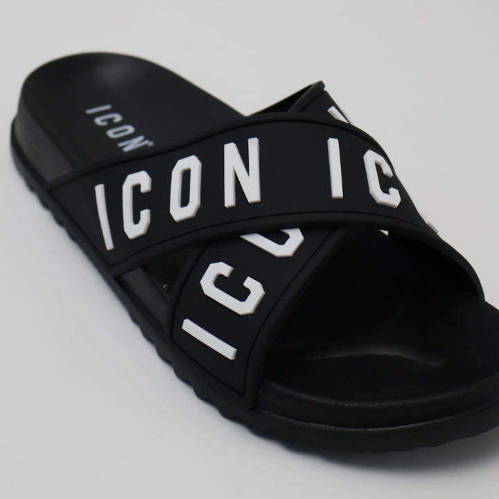 CIABATTE ICON SLIDE LOGO BLACK UOMO