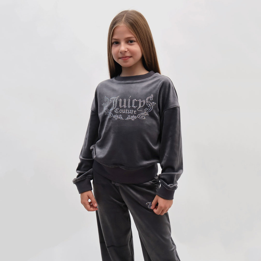 JBX6358 - Felpe - Bambini/Ragazzi - CON CAPPUCCIO JUICY COUTURE VELOUR FULL ZIP - GLAMOUR RÉTRO Y2K - Strass - Abbigliamento - Autunno/Inverno