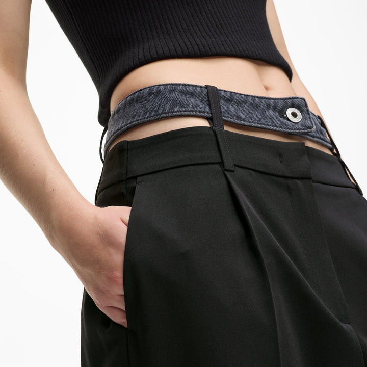 PANTALONI MIXED MATERIAL KARL LAGERFELD JEANS WASHED BLACK KLB1W10085 B1W10085