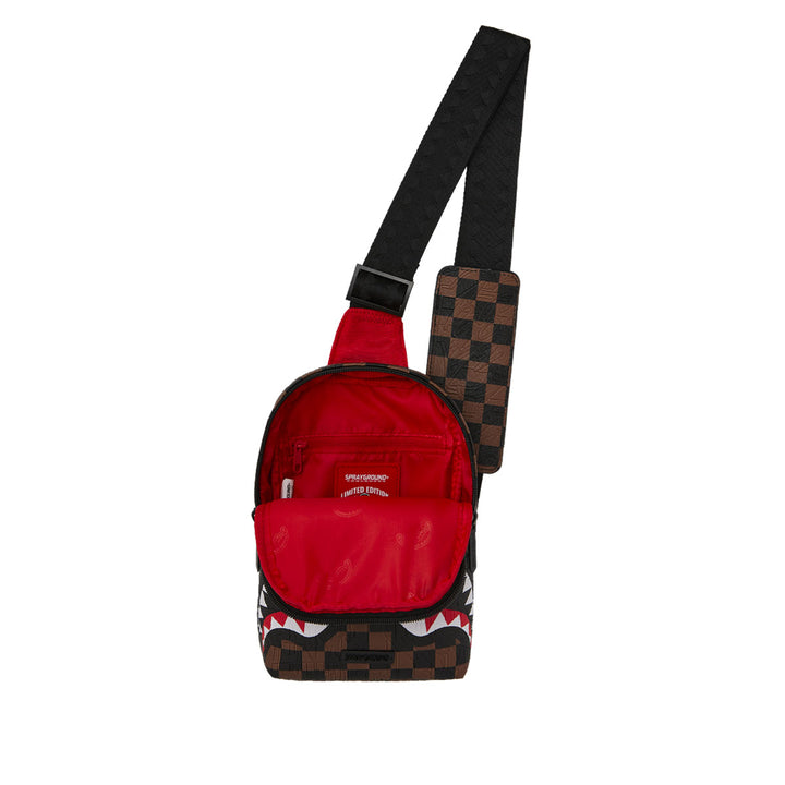 910B8237NSZ - Zaini - Sprayground - Borsa - Tracolla - SLING SHARKS IN PARIS SAWTOOTH MONOGRAM - Mono-Strap - Grafica A Scacchi - Accessorio