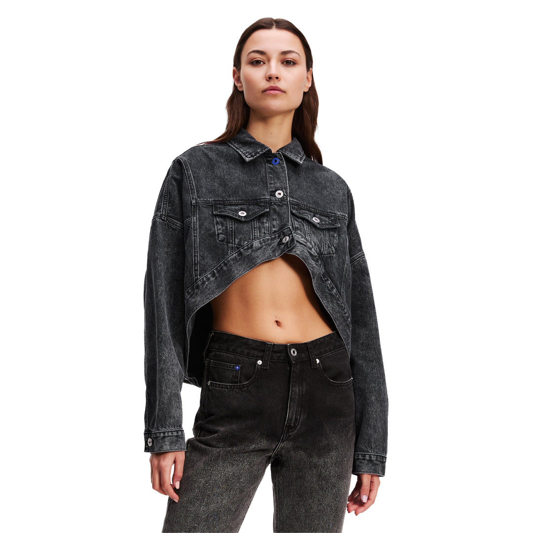 A3W14060 - Giacche - Jeans - Donna - KARL LAGERFELD - SPORTY-CHIC - Washed Black - Cut/Out - Look Streetwear - Denim Jacket - Abbigliamento