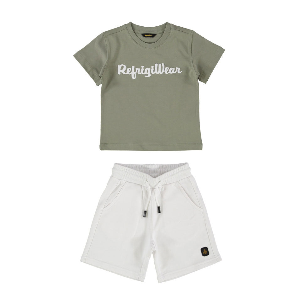 COMPLETINO REFRIGIWEAR T-SHIRT SALVIA E BERMUDA BIANCHI JUNIOR