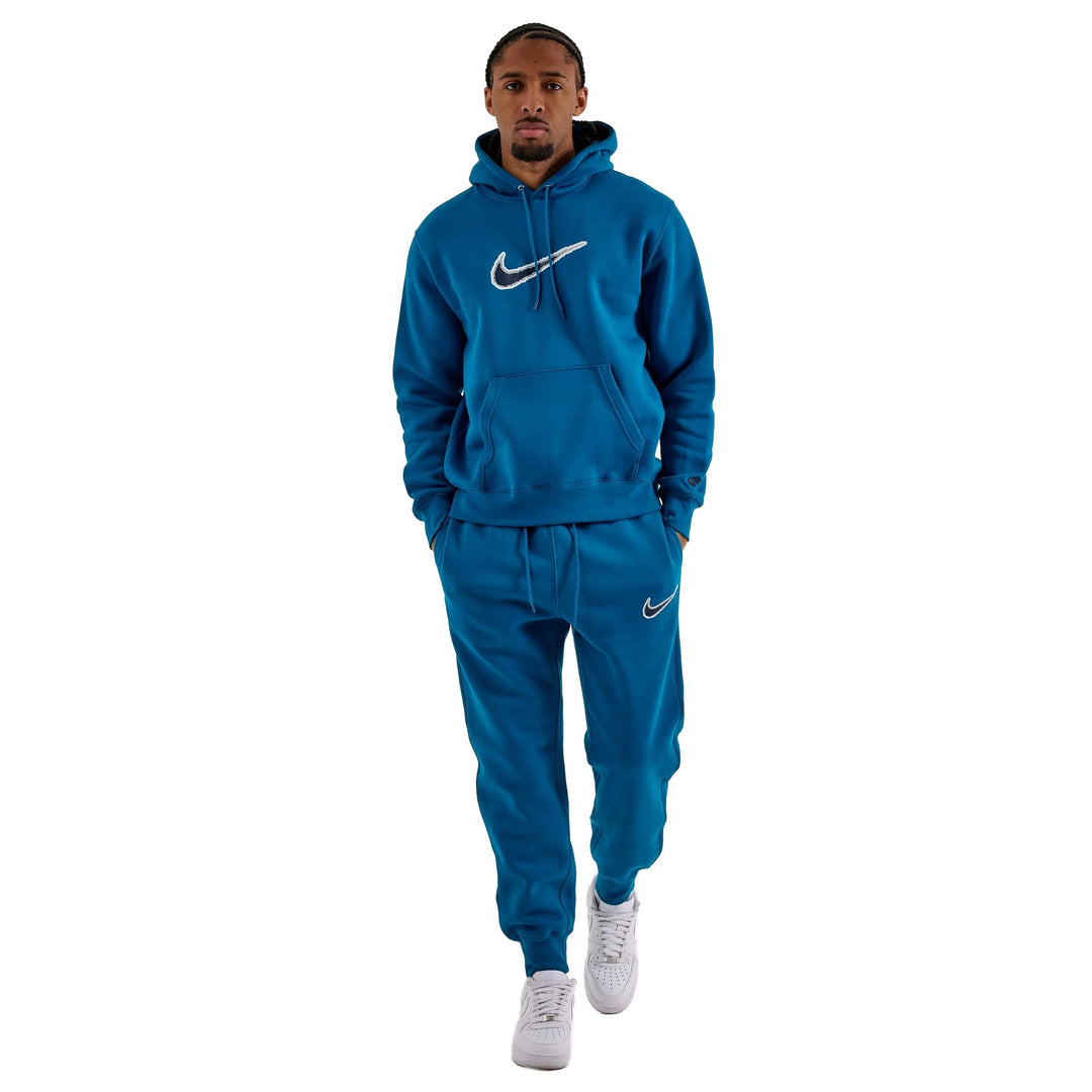 TUTA UOMO COMPLETA NIKE CLUB FLEECE SET FELPA E PANTALONI NERO / BLU TEAL HV0854