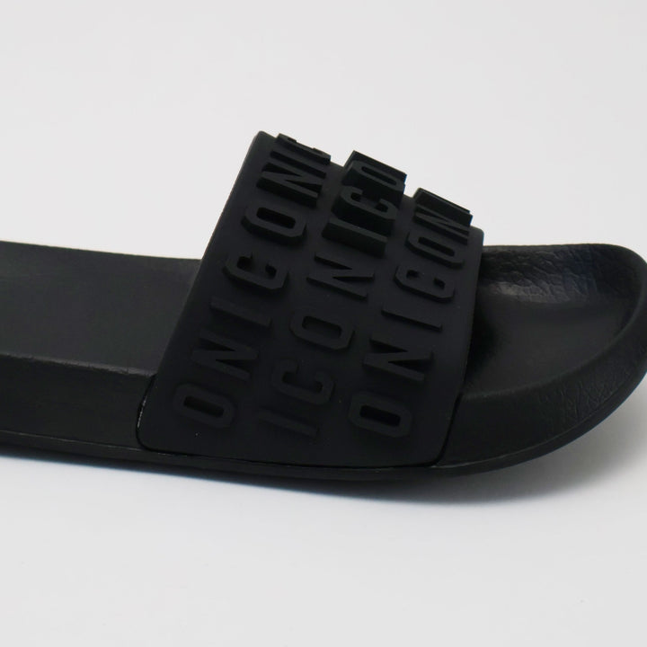 CIABATTE ICON SLIDE LOGO BEIGE & BLACK UOMO