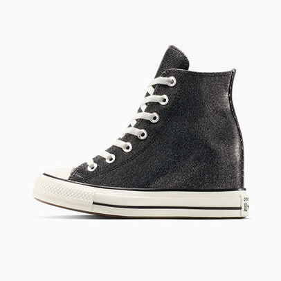A14568C - Scarpe - Converse - Donna - Sneakers - CHUCK TAYLOR ALL STAR HIGH TOP - GLITTER NERO METALLIZZATO - Glam Rock - Stile Audace - Luminoso