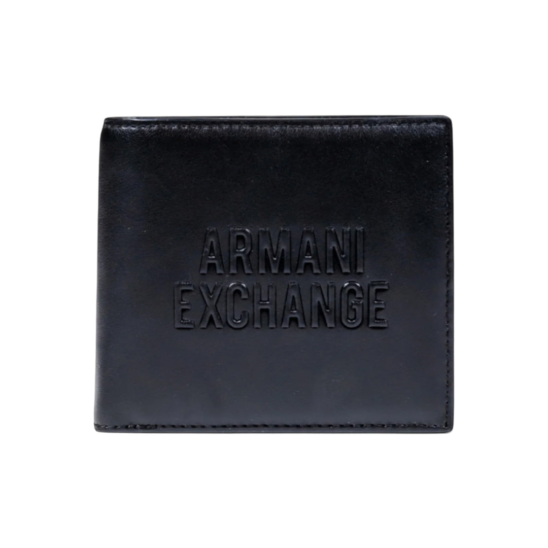 XM000167 AF17211 - PORTAFOGLIO UOMO ARMANI EXCHANGE IN PELLE NERA CON LOGO IMPRESSO