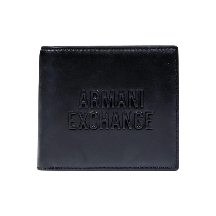 XM000167 AF17211 - PORTAFOGLIO UOMO ARMANI EXCHANGE IN PELLE NERA CON LOGO IMPRESSO