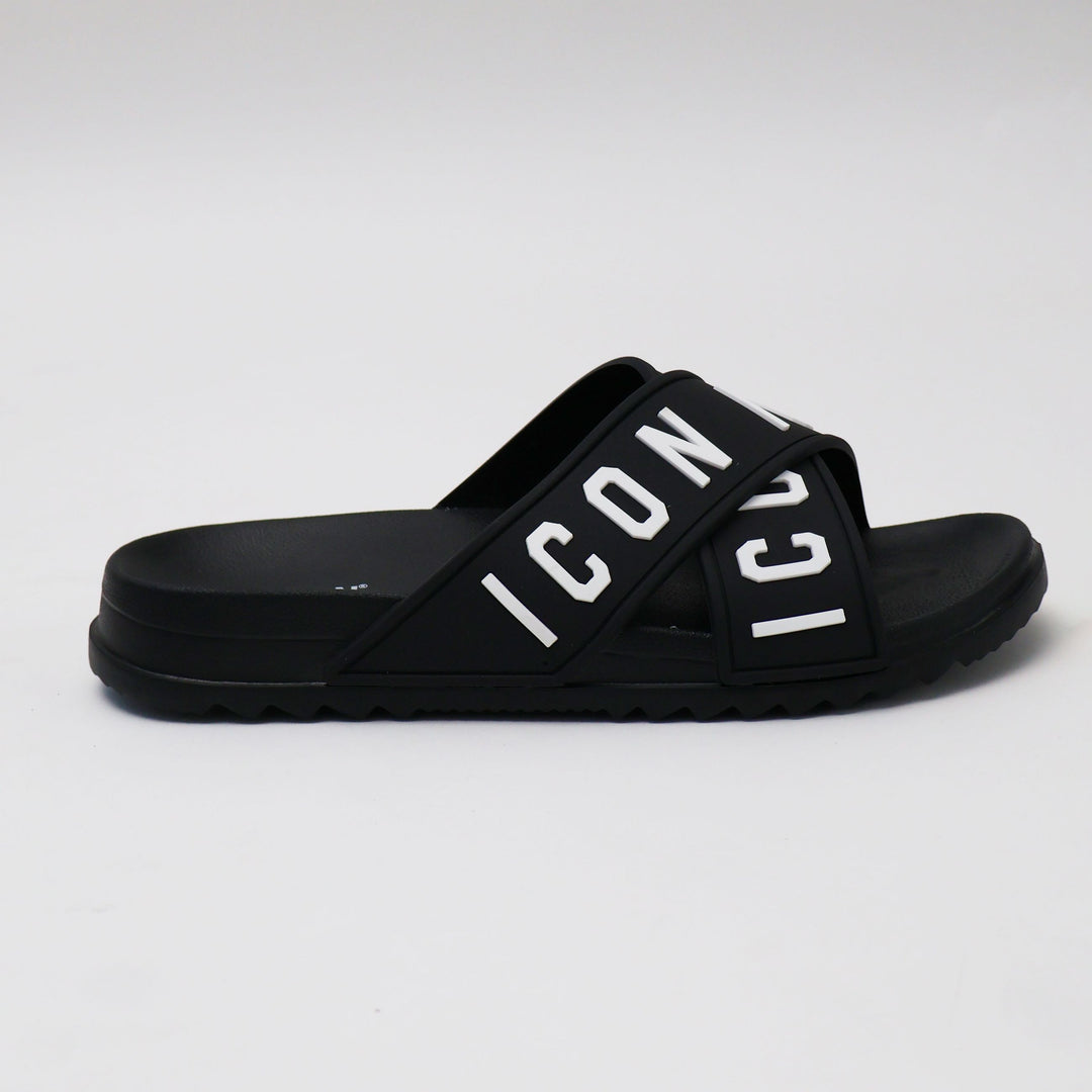 CIABATTE ICON SLIDE LOGO BLACK UOMO