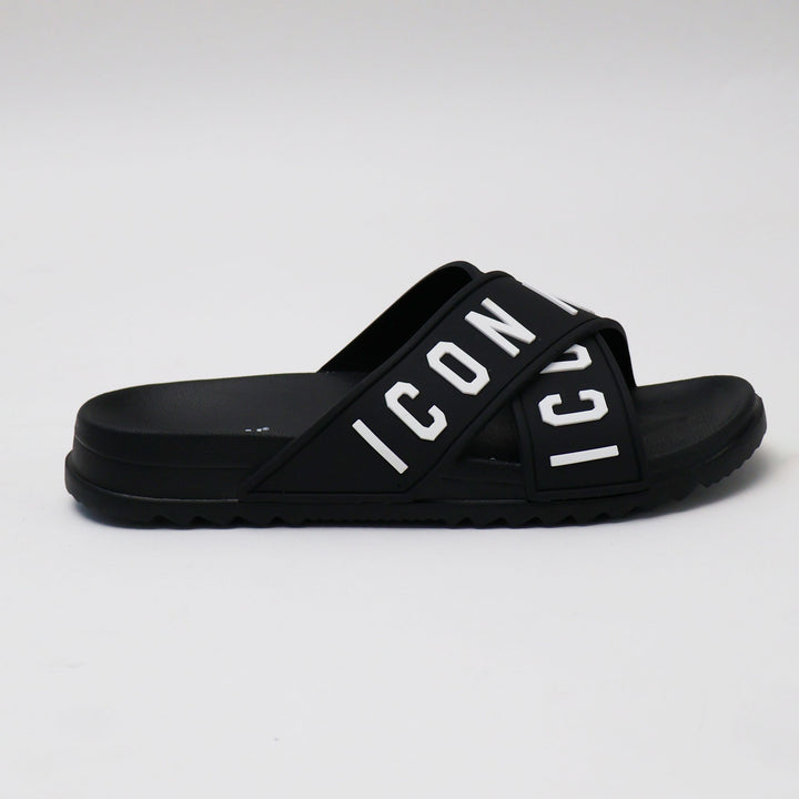 CIABATTE ICON SLIDE LOGO BLACK UOMO