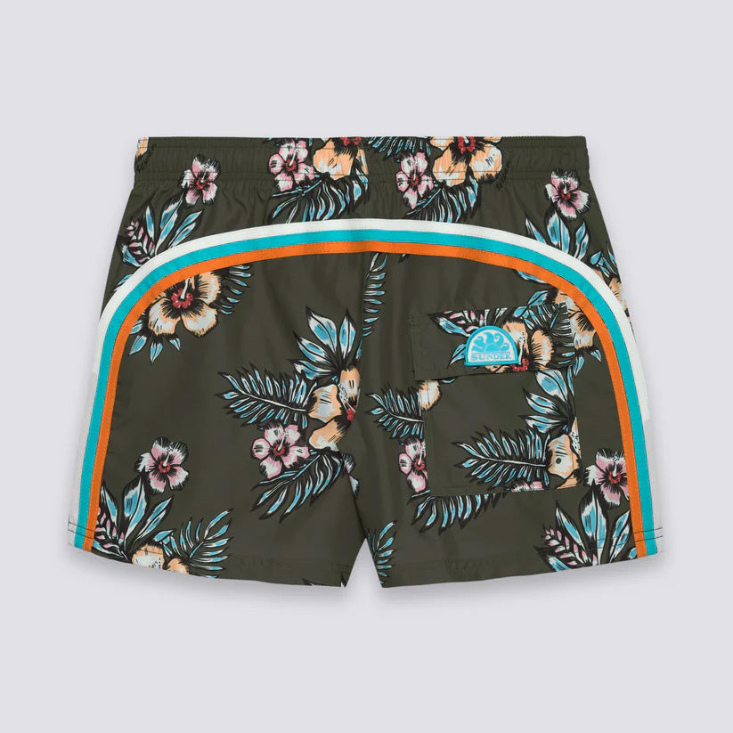 COSTRUME DA BAGNO UOMO SUNDEK CORTO REVERSO FLOREALE VERDE MILITARE