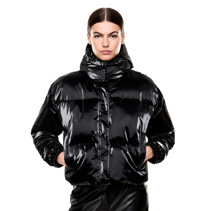 7W000808 AF14805 - Giacche - EMPORIO ARMANI - EA7 WOVEN - Tessuto Lucido - Nero & Avorio - Bomber - Abbigliamento Autunno Inverno