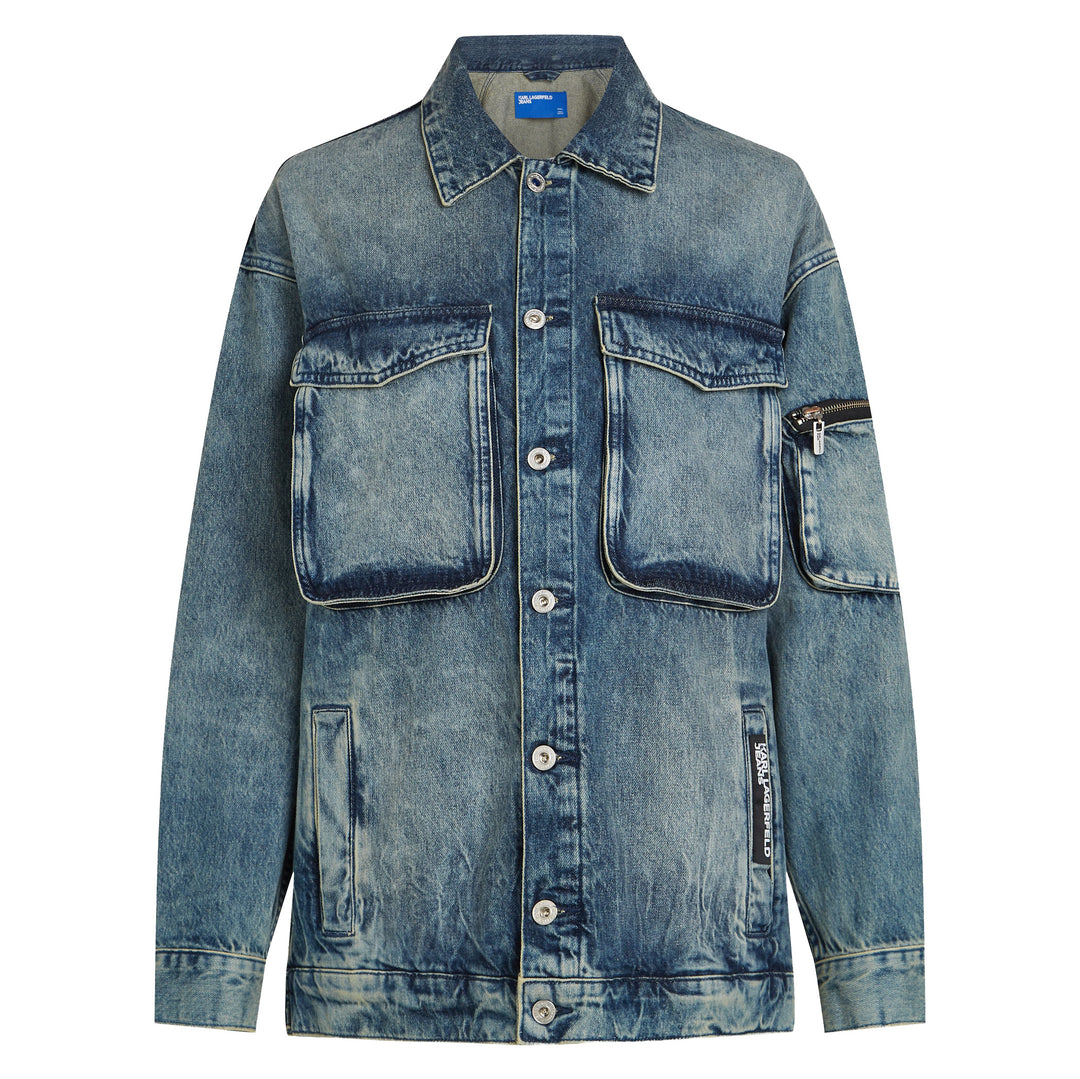 A3W14011 - Giacche - Donna - KARL LAGERFELD - TINTED VISUAL WASHED BLUE - Tasche Multiple - Look Casual