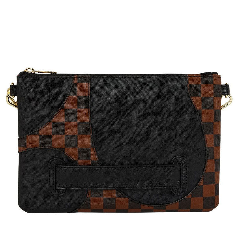 910B8283NSZ - Borse - Unisex - Sprayground - Pochette - SHARKPOLOGY BROWN CROSSBODY BAG - Marrone & Nero - Iconografia Rivisitata - Per Telefono Portafoglio & Chiavi - Street Luxury - Accessorio