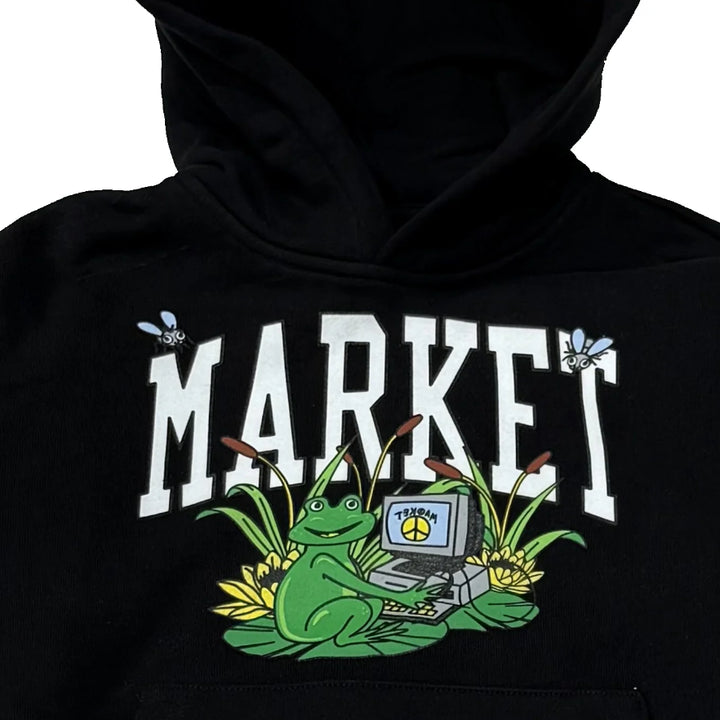 F5MKJBHS053 - FELPA BAMBINI CON CAPPUCCIO MARKET SUPER PULLOVER HOODIE NERA