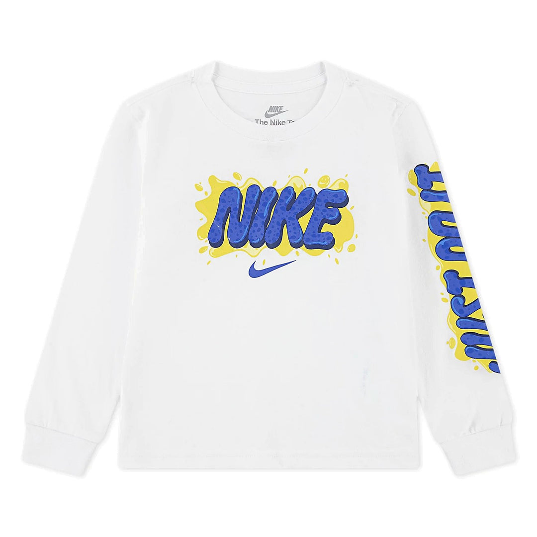 86N331 - T-Shirt e Polo - Nike - Bambini - MAGLIA MANICHE LUNGHE SLIME GRAPHIC - BIANCO/BLU/GIALLO