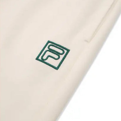 FAT0709 - Pantaloni - Fila - Bambini - Colore Neutro - Logo Verde - Stile Iconico - Tessuto Felpato - Aderente - Abbigliamento Autunno Invernale