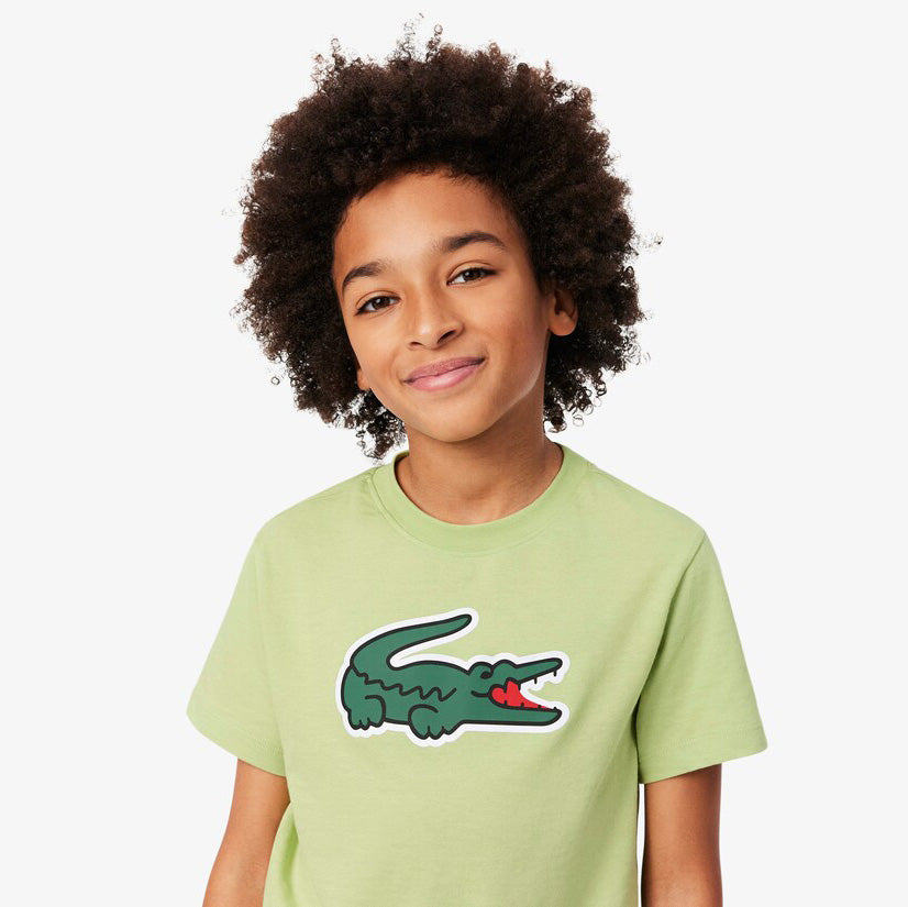 T-SHIRT JUNIOR UNISEX LACOSTE ULTRA DRY CON MAXI COCCODRILLO