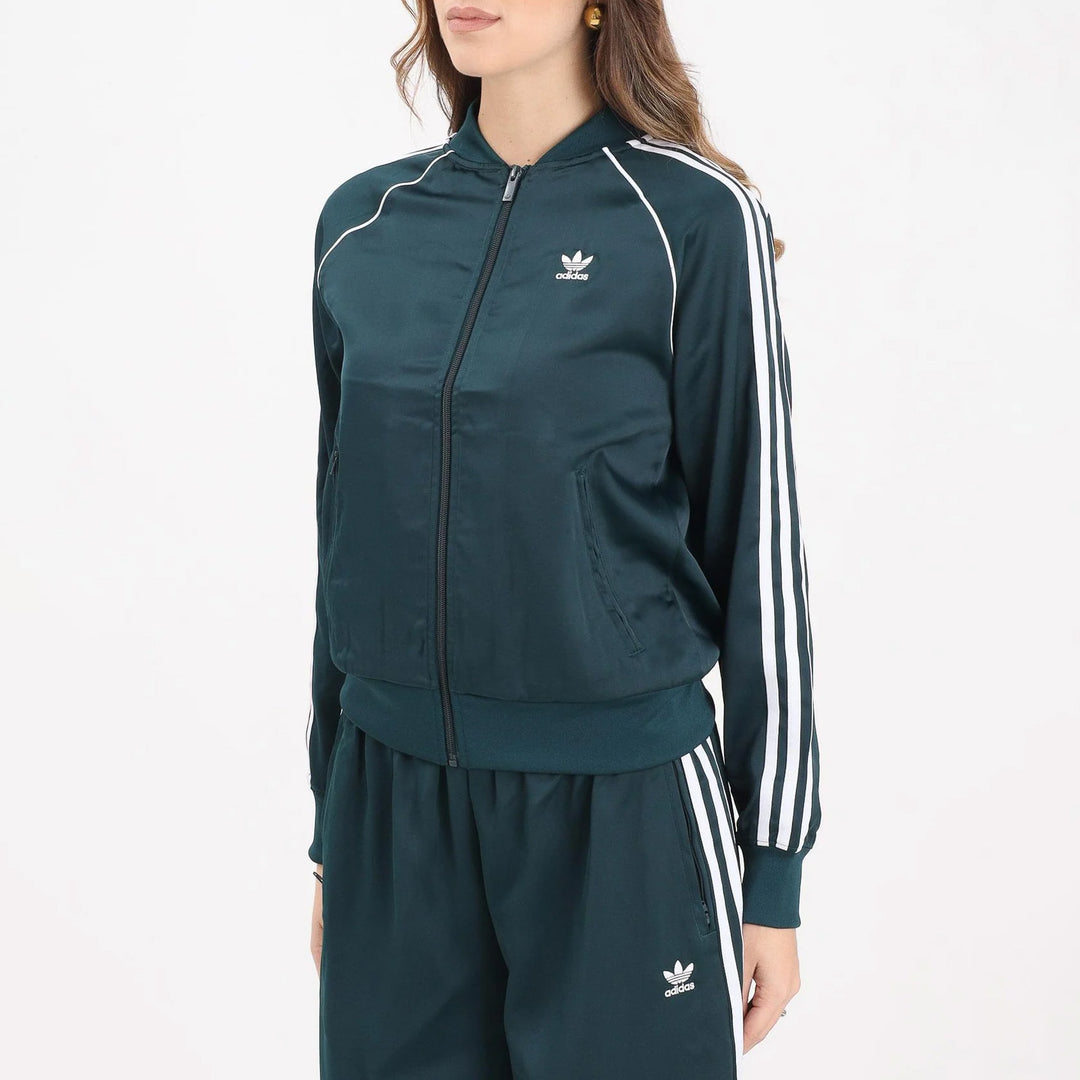 JZ6732 - Tute - Adidas - Donna - ORIGINALS SST SATIN - Verde - Glam Sportivo - Look Retrò Chic - Autunno/Inverno - 2025