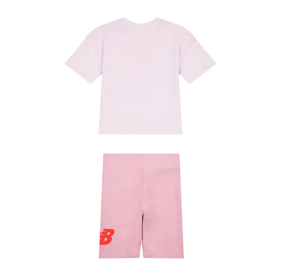 SET NEW BALANCE STACKED LOGO TEE & CYCLE SHORT
