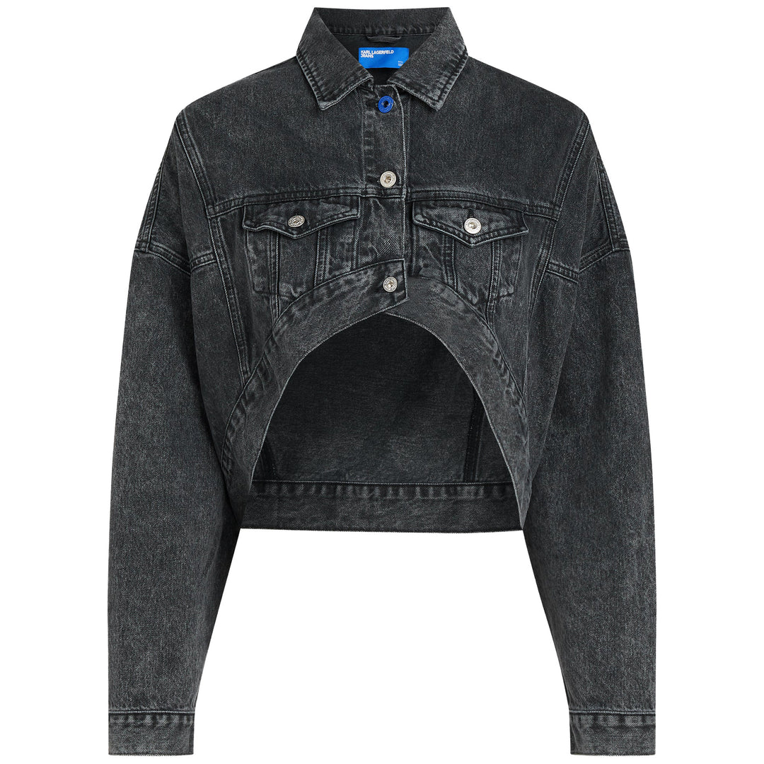 A3W14060 - Giacche - Jeans - Donna - KARL LAGERFELD - SPORTY-CHIC - Washed Black - Cut/Out - Look Streetwear - Denim Jacket - Abbigliamento