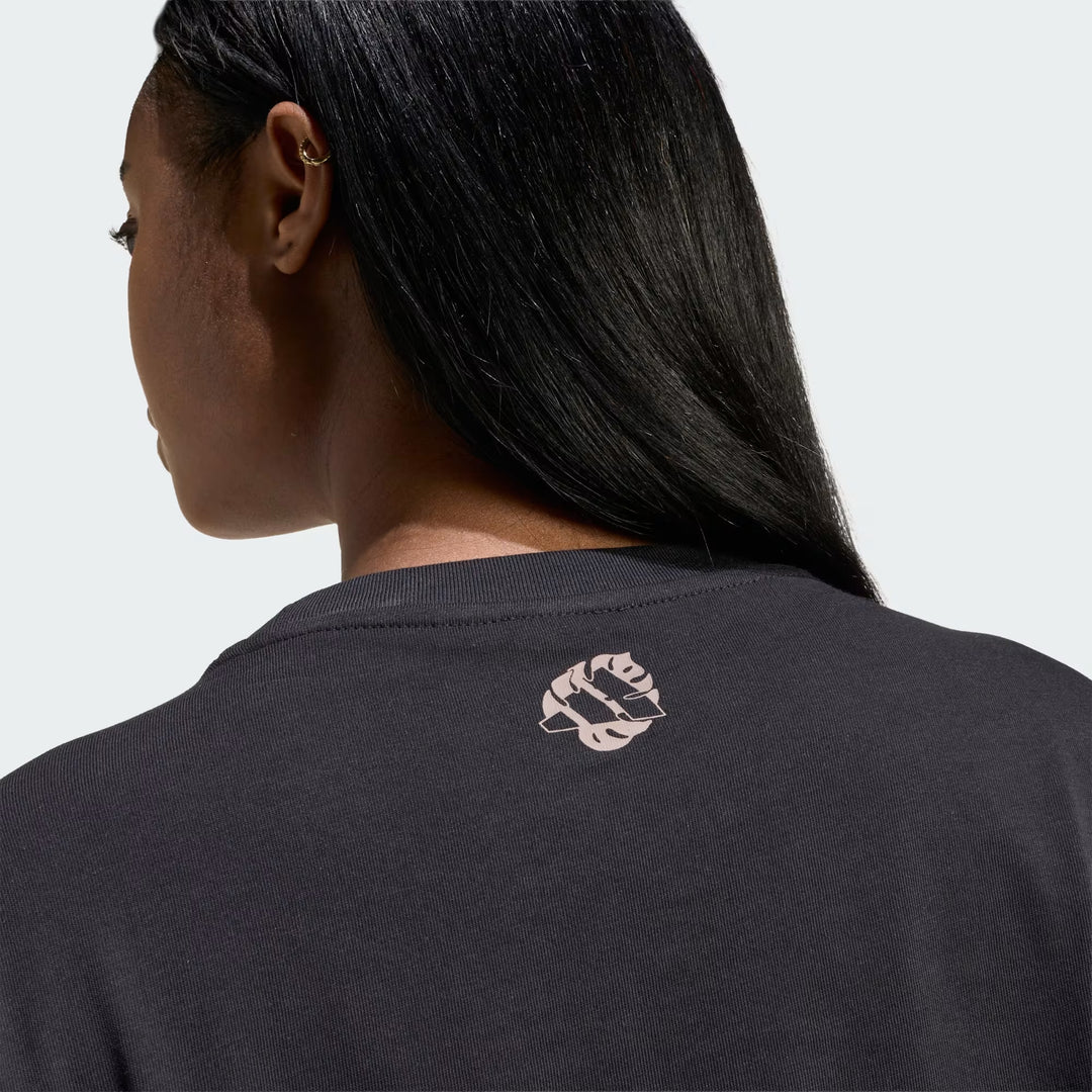 T-SHIRT ADIDAS ANIMAL GRAPHIC KB7142 DONNA NERO CON LOGO ANIMALIER