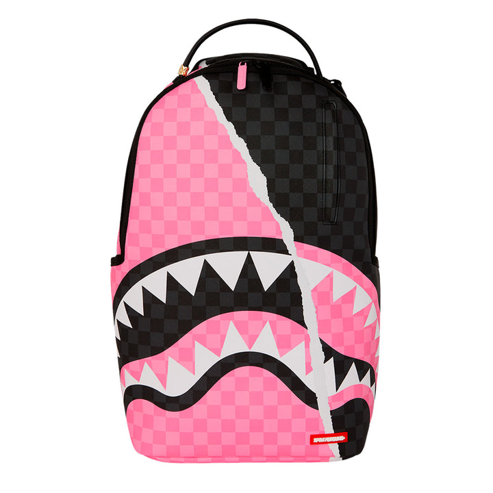 ZAINO SPRAYGROUND PINK AND BLACK TEAR SIP SPLIT CHECK SHARK PVC 910B7692NSZ