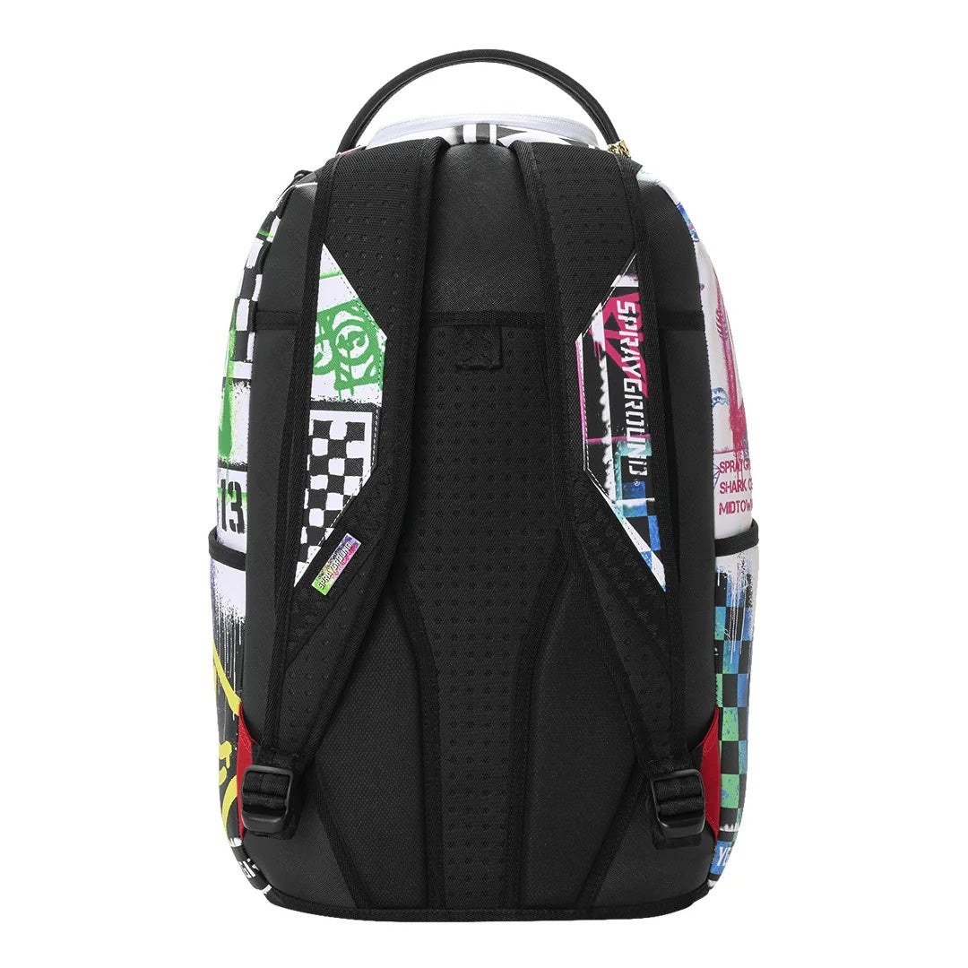 ZAINO UNISEX SPRAYGROUND STENCIL SHARK ATTACK B&W SPLIT [PREORDER]