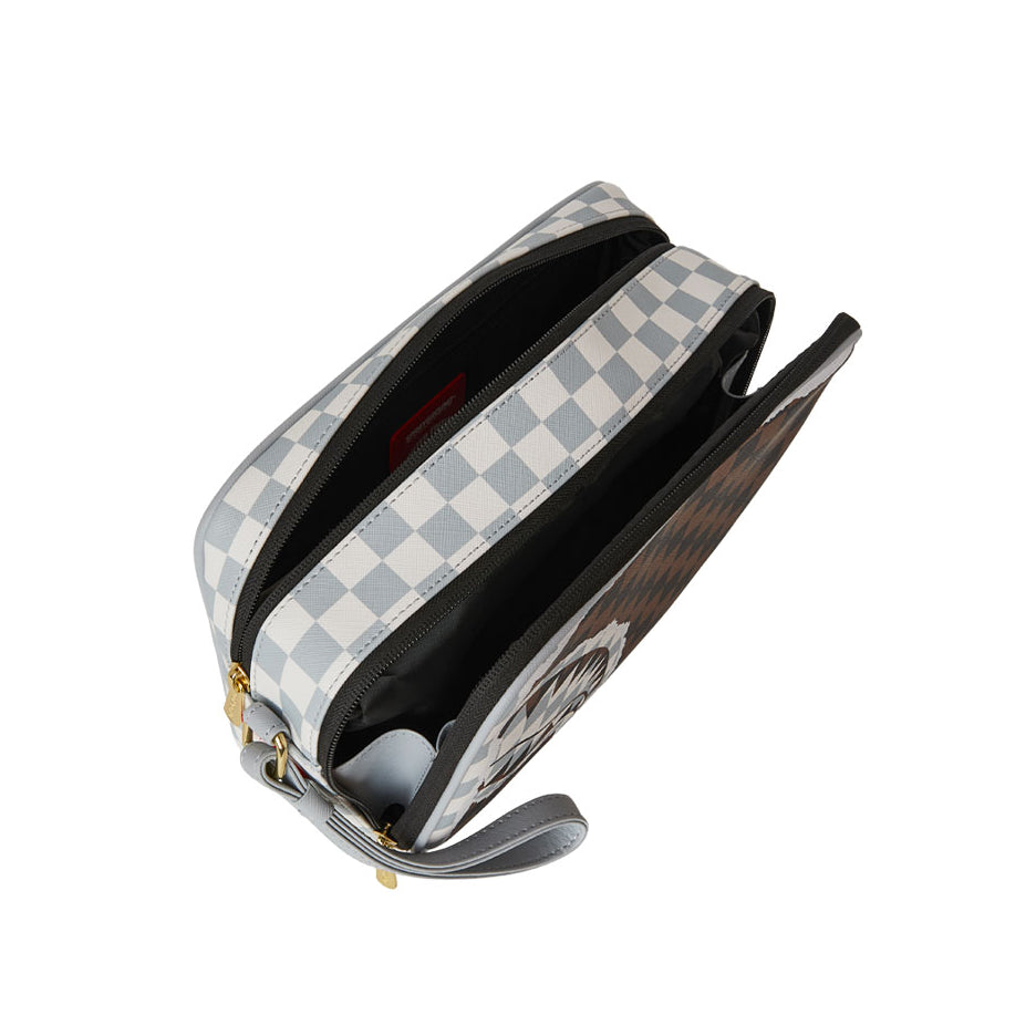 POCHETTE SPRAYGROUND TEAR CHECK POUCH PELLE VEGANA GRIGIA MARRONE 910B8294NSZ