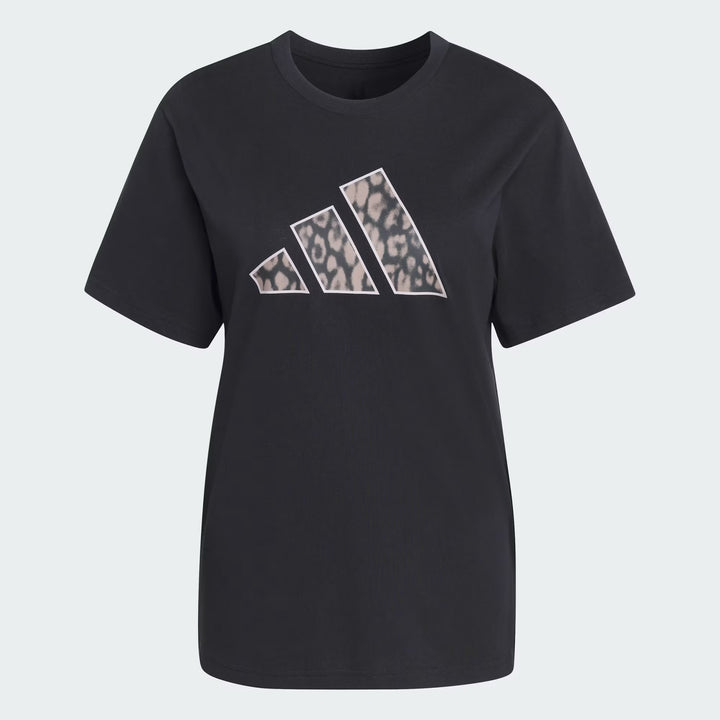 T-SHIRT ADIDAS ANIMAL GRAPHIC KB7142 DONNA NERO CON LOGO ANIMALIER