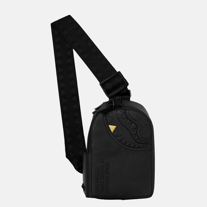 BORSELLO TRACOLLA UNISEX SPRAYGROUND BLACKED OUT EMBOSSED GOLD TOOTH SLING