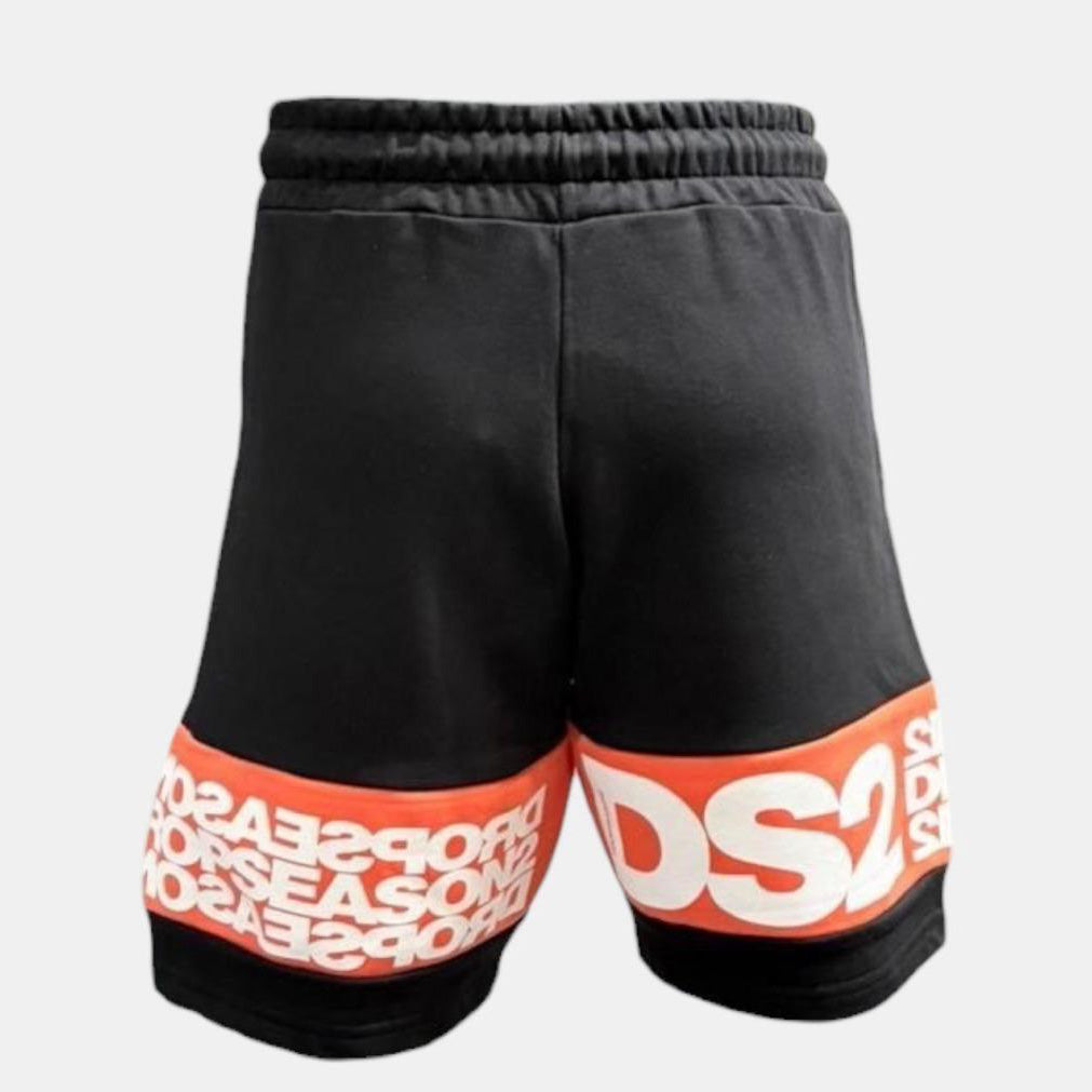 BERMUDA UOMO DROP SEASON 2 BLACK WHITE LOGO PRINTS