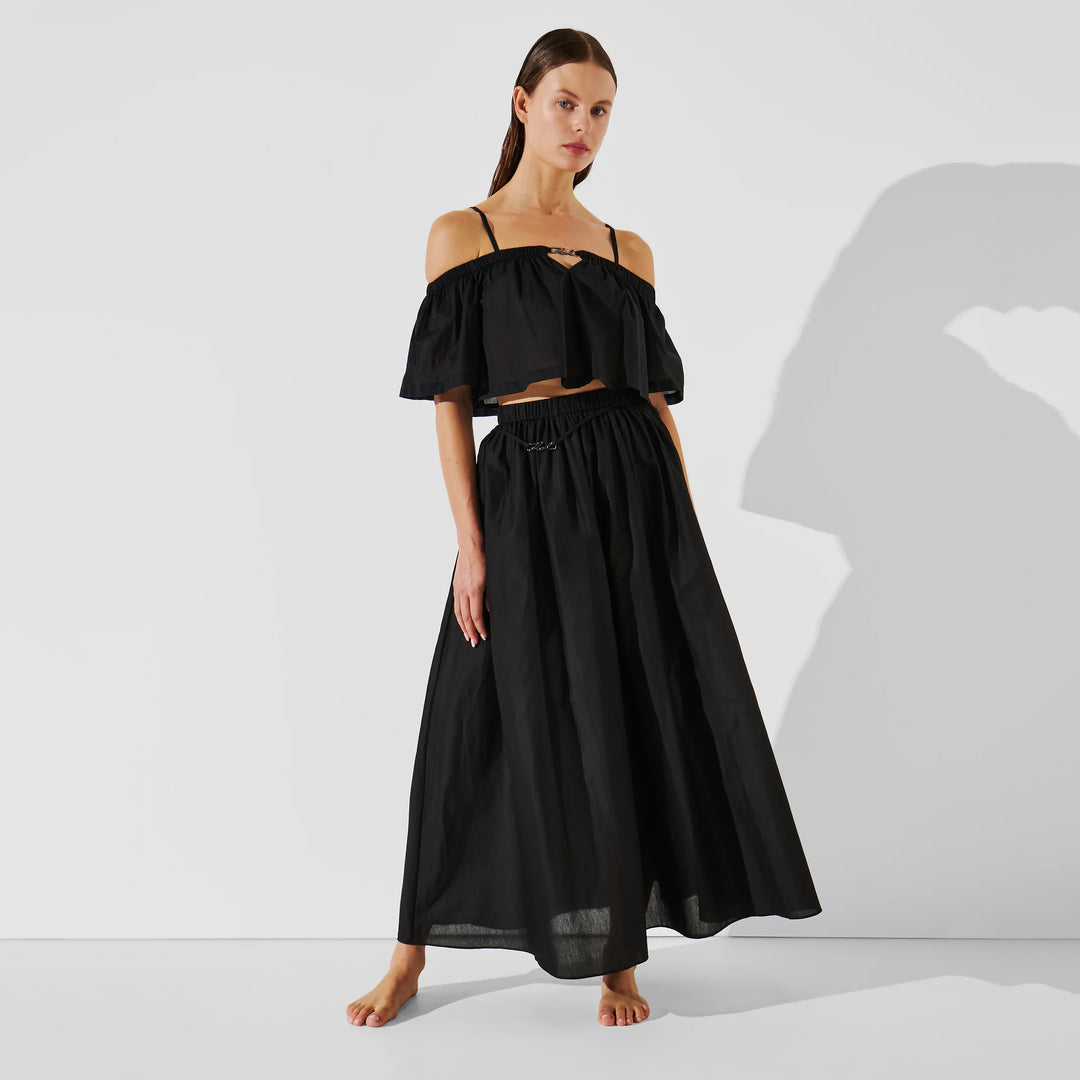 KARL LAGERFELD COTTON A-LINE MAXI SKIRT KHA2W46043