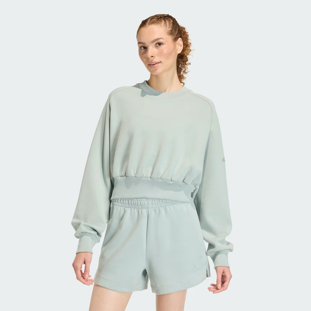 FELPA CORTA DONNA ADIDAS SOFT LUX LOOSE VERDE SALVIA