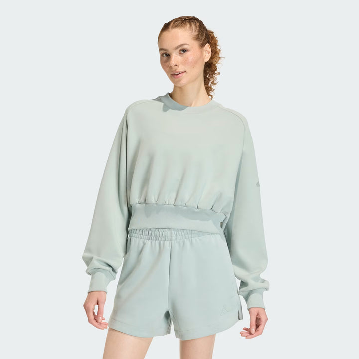 FELPA CORTA DONNA ADIDAS SOFT LUX LOOSE VERDE SALVIA