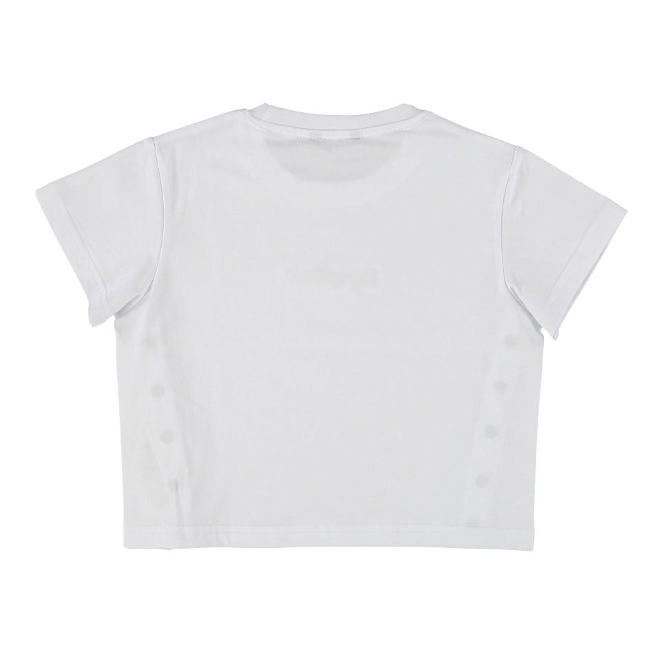 T-SHIRT CROP TOP REFRIGIWEAR LOGO E BOTTONI LATERALI BIANCA