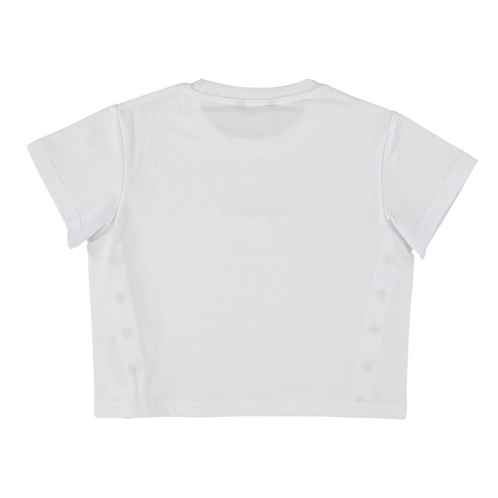 T-SHIRT CROP TOP REFRIGIWEAR LOGO E BOTTONI LATERALI BIANCA