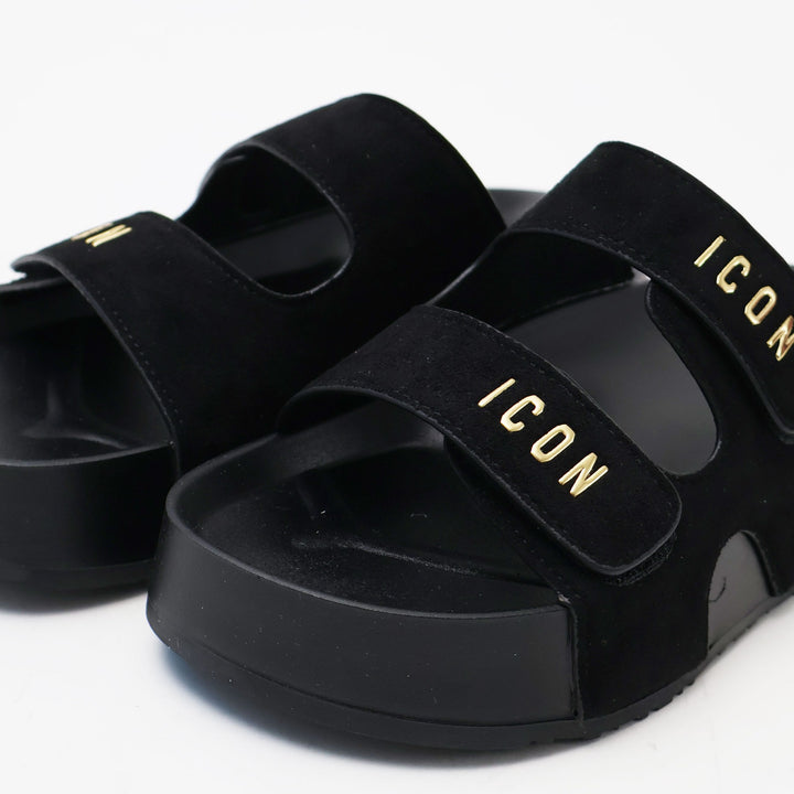 CIABATTE ICON SLIDE LOGO BLACK DONNA