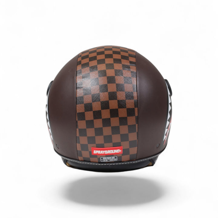 OP01BROWN - Helmets - Sprayground - Unisex - JET SHARKS IN PARIS HELMET - Brown - Biker Look - All-Over - Streetwear - Accessory