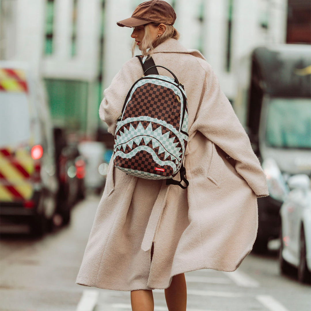 ZAINO BACKPACK SPRAYGROUND CREAM AND BROWN TEAR CHECK PELLE VEGANA 910B8290NSZ