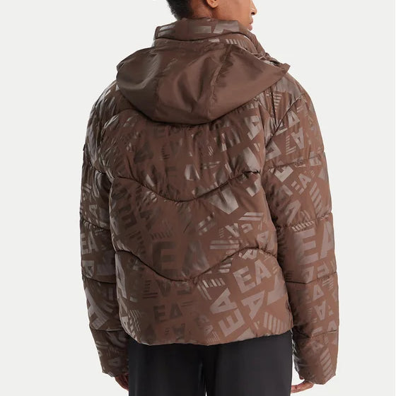 7W000654 AF16408 - GIUBBOTTO EA7 EMPORIO ARMANI MONOGRAM ALL-OVER FANCY CHOCOLATE BROWN
