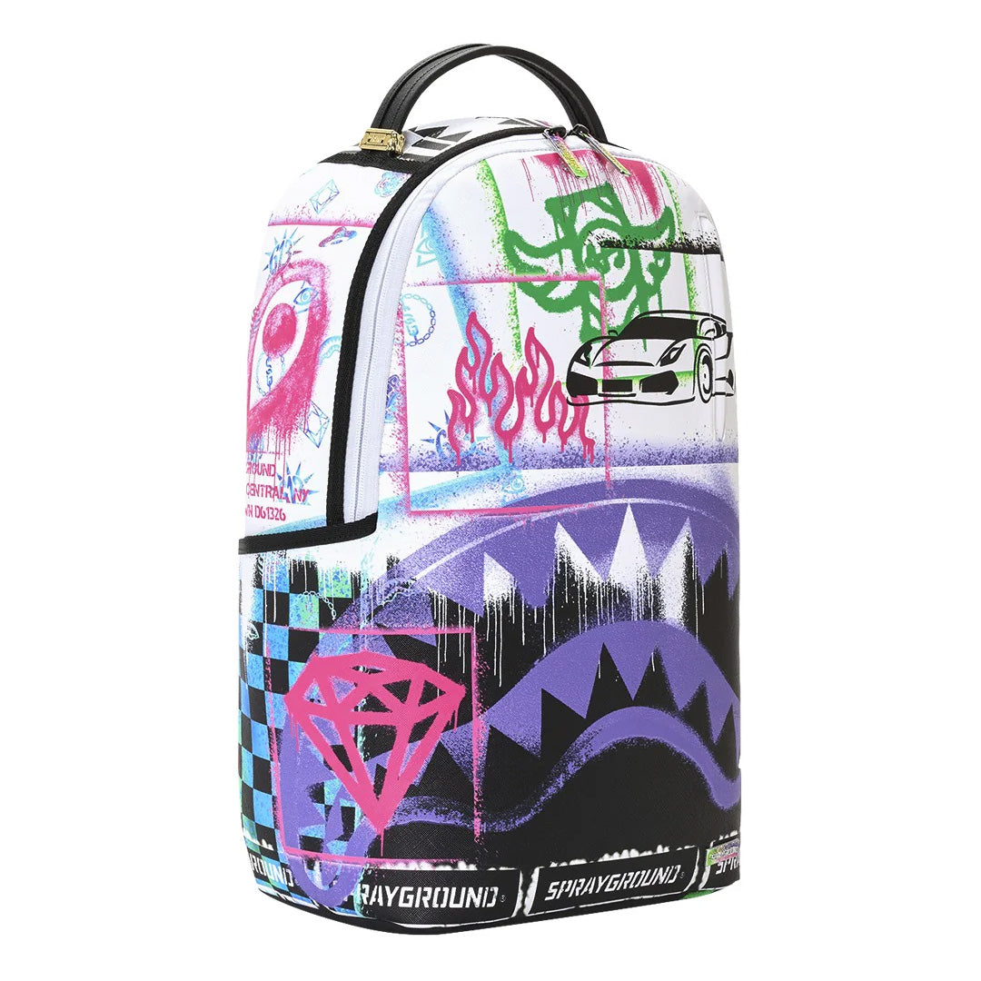 ZAINO UNISEX SPRAYGROUND STENCIL SHARK ATTACK B&W SPLIT [PREORDER]