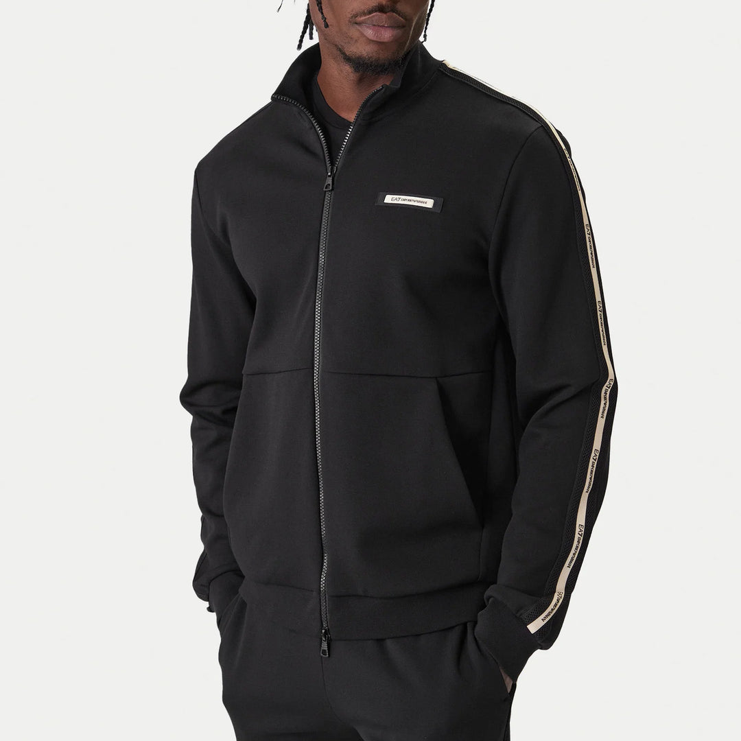 FELPA UOMO EA7 EMPORIO ARMANI CON ZIP E STRISCE LATERALI